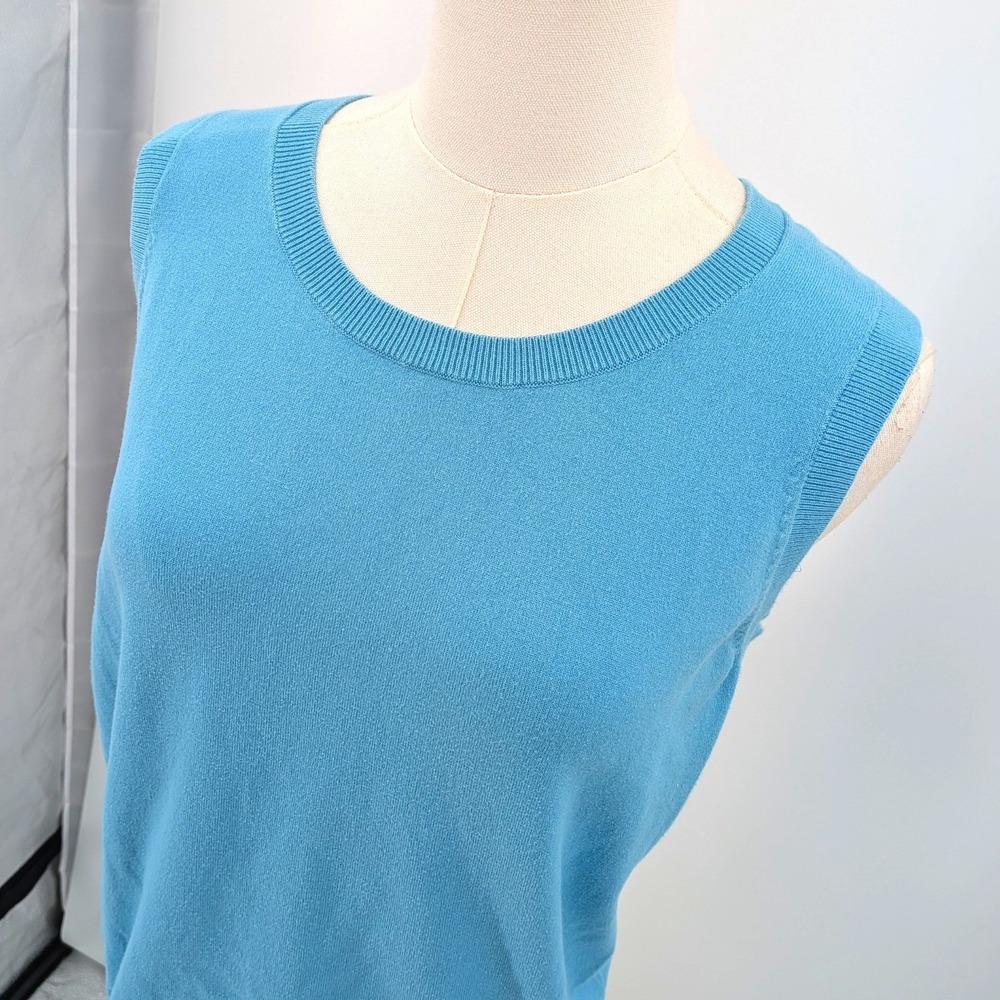 Talbots Pima Cotton Sweater Vest Blue light Academia Preppy Classic Women XL - Picture 4 of 8